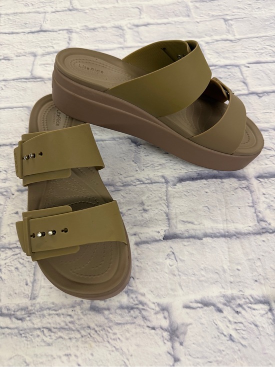 CROCS Shoes - CROCS sz 9 Olive Green Slide Sandals for Women , adjustable straps.